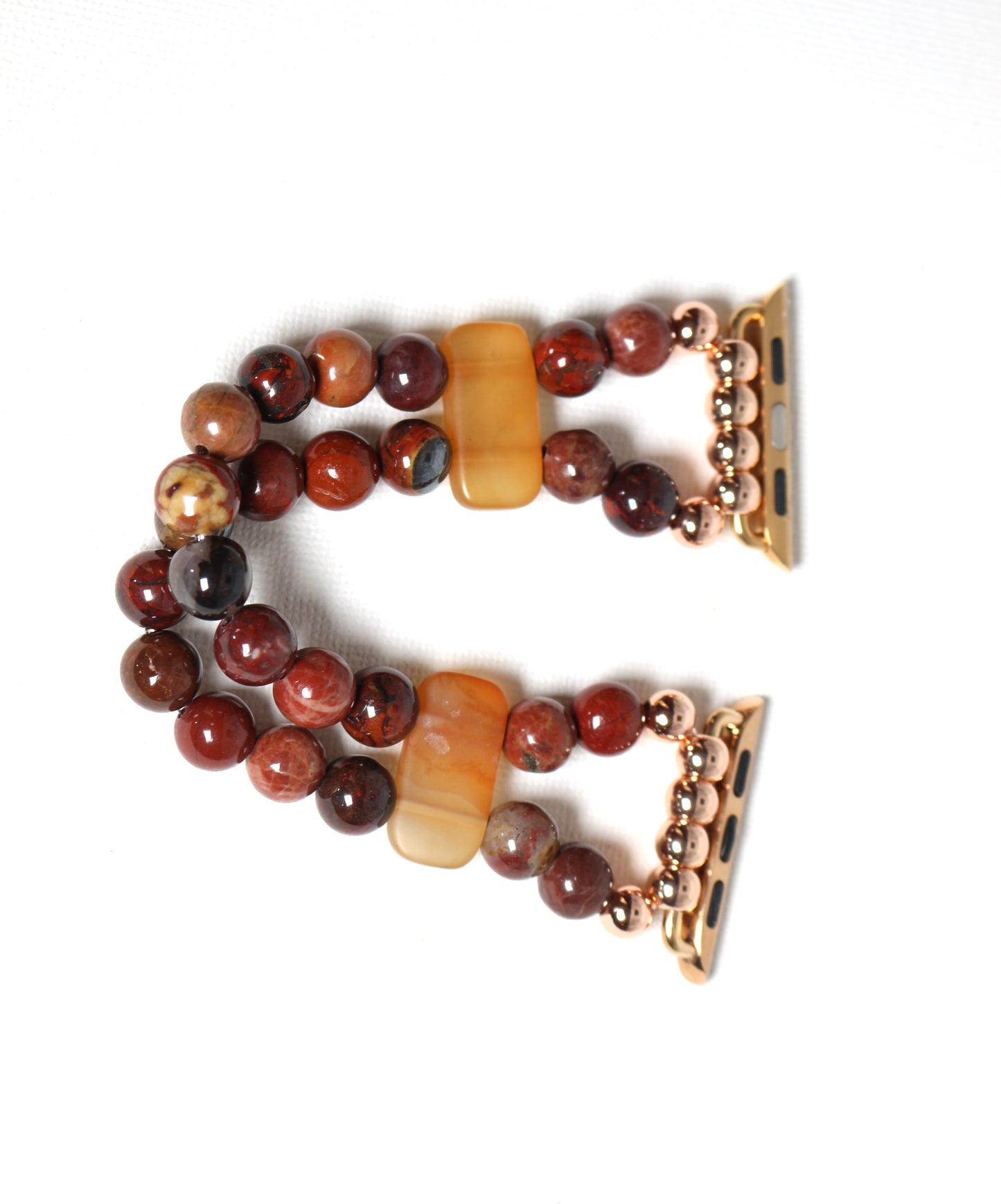 Red Flower Jasper and Carnelian Gemstone Smartwatch Bracelet Handmade Watch Band for Apple Watch