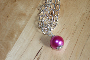 HOT PINK Necklace, Pink Drop Pendant Necklace