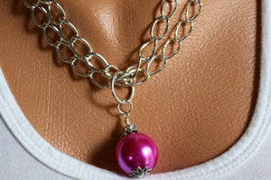 HOT PINK Necklace, Pink Drop Pendant Necklace