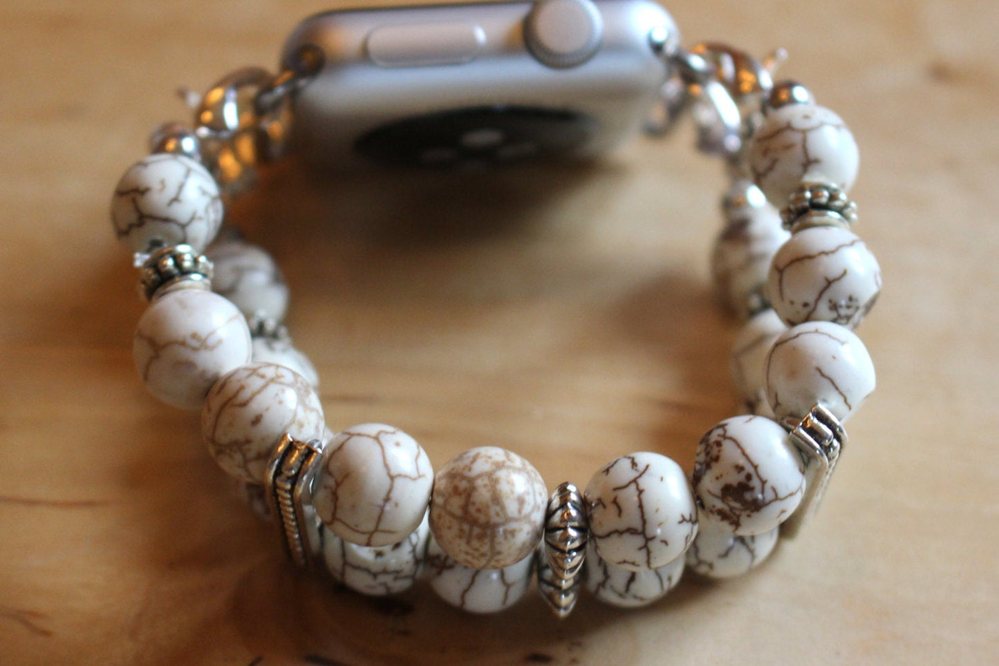White and Brown Howlite Smartwatch Band for Apple Watch