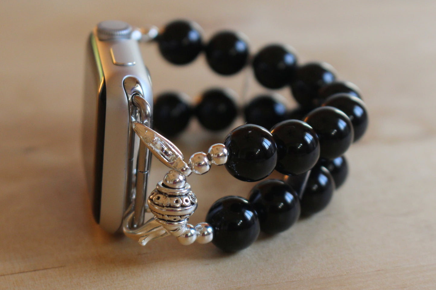 Black Onyx Gemstone Beads Smartwatch Watch Band for Apple Watch