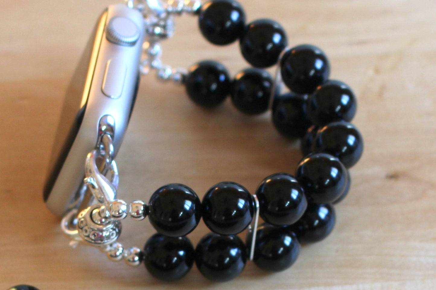 Black Onyx Gemstone Beads Smartwatch Watch Band for Apple Watch