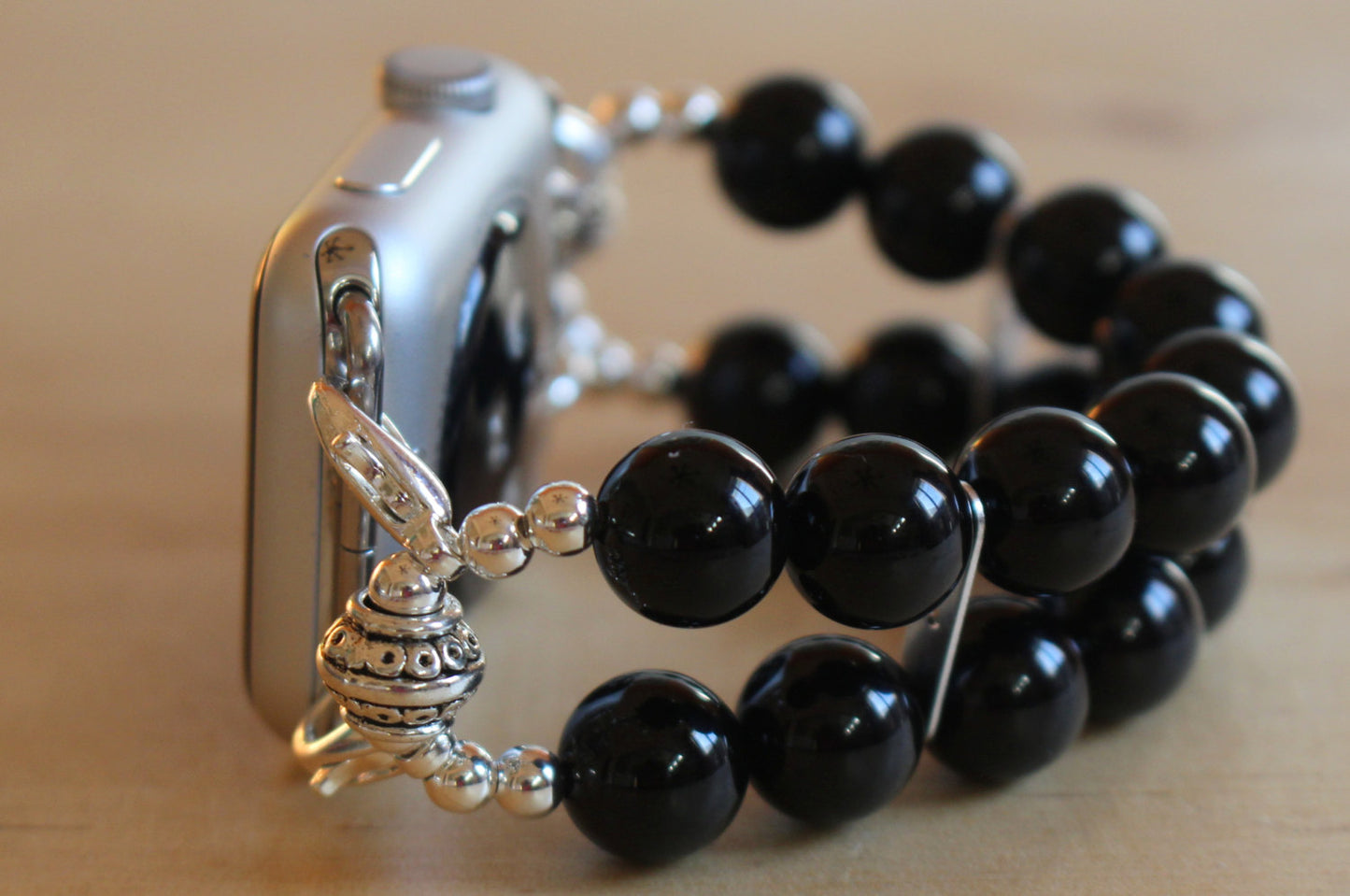 Black Onyx Gemstone Beads Smartwatch Watch Band for Apple Watch