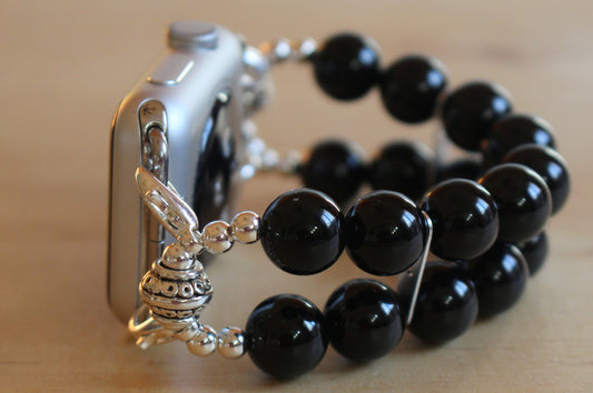 Black Onyx Gemstone Beads Smartwatch Watch Band for Apple Watch