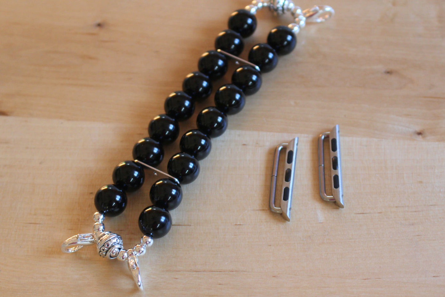 Black Onyx Gemstone Beads Smartwatch Watch Band for Apple Watch