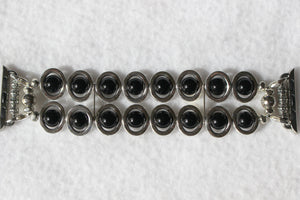 Silver Ovals and Black Beads Watch Band for Apple Watch