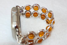 Load image into Gallery viewer, Silver Ovals and Amber Beads Watch Band for Apple Watch
