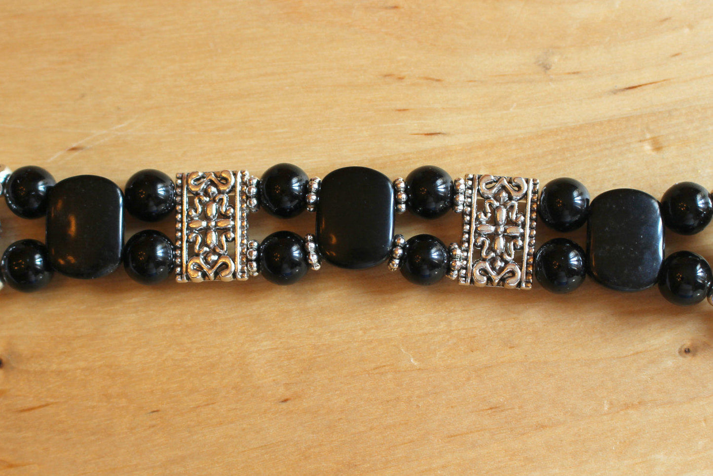 Black Onyx & Obsidian Apple Watch Band | Handmade Gemstone Bracelet