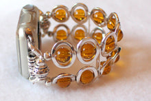 Load image into Gallery viewer, Silver Ovals and Amber Beads Watch Band for Apple Watch
