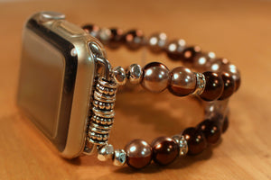 Watch Band for Apple Watch, Brown Circles Pearl