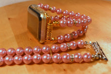 Load image into Gallery viewer, Watch Band for Apple Watch, Crystal Pink Pearl and Rhinestones
