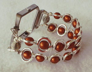 FITBIT Blaze Watch Band, Silver Ovals and Copper Beads