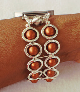 FITBIT Blaze Watch Band, Silver Ovals and Copper Beads