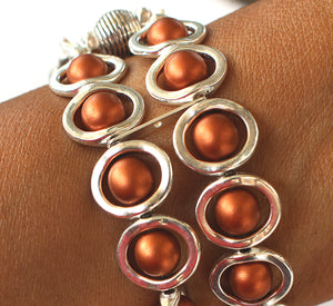 FITBIT Blaze Watch Band, Silver Ovals and Copper Beads
