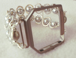 FITBIT Blaze Watch Band, Silver Ovals and Silver Beads