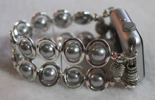 Load image into Gallery viewer, Silver Ovals and Silver Glass Beads Watch Band for Apple Watch
