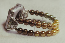 Load image into Gallery viewer, Watch Band for Apple Watch, Fall Color Pearl Bracelet, Brown Green Gold Yellow Pearls

