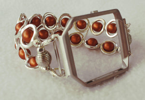 FITBIT Blaze Watch Band, Silver Ovals and Copper Beads