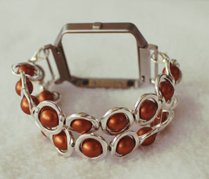 FITBIT Blaze Watch Band, Silver Ovals and Copper Beads