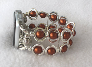 Silver Ovals and Copper Glass Beads Watch Band for Apple Watch