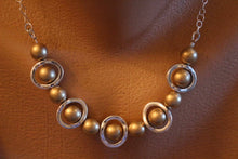 Load image into Gallery viewer, Necklace Silver and Gold Bib Necklace, Choker Bib Necklace
