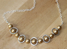 Load image into Gallery viewer, Necklace Silver and Gold Bib Necklace, Choker Bib Necklace
