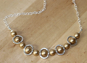 Necklace Silver and Gold Bib Necklace, Choker Bib Necklace