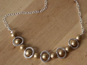 Necklace Silver and Gold Bib Necklace, Choker Bib Necklace