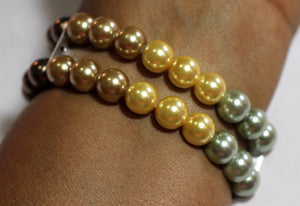 Watch Band for Apple Watch, Fall Color Pearl Bracelet, Brown Green Gold Yellow Pearls