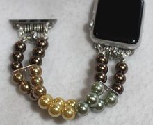 Load image into Gallery viewer, Watch Band for Apple Watch, Fall Color Pearl Bracelet, Brown Green Gold Yellow Pearls
