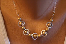 Load image into Gallery viewer, Necklace Silver and Gold Bib Necklace, Choker Bib Necklace
