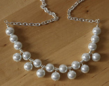 Load image into Gallery viewer, Necklace White Pearl Bib Necklace, Choker Bib Necklace White
