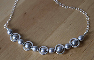 Necklace Silver and Silver Beads Bib Necklace, Choker Bib Necklace