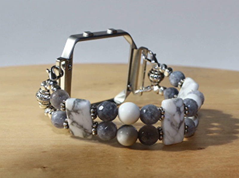FITBIT Blaze Watch Band, White and Gray Howlite