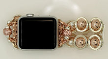 Load image into Gallery viewer, Watch Band for Apple Watch, Silver Ovals and Rose Gold Hematite Beads
