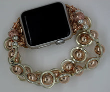 Load image into Gallery viewer, Watch Band for Apple Watch, Silver Ovals and Rose Gold Hematite Beads

