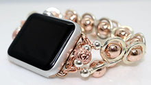 Load image into Gallery viewer, Watch Band for Apple Watch, Silver Ovals and Rose Gold Hematite Beads
