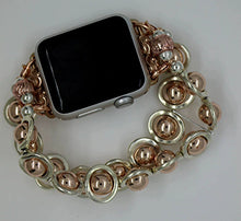 Load image into Gallery viewer, Watch Band for Apple Watch, Silver Ovals and Rose Gold Hematite Beads
