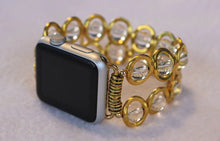 Load image into Gallery viewer, Watch Band for Apple Watch, Gold Ovals and Clear Beads
