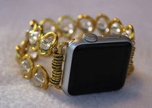 Load image into Gallery viewer, Watch Band for Apple Watch, Gold Ovals and Clear Beads
