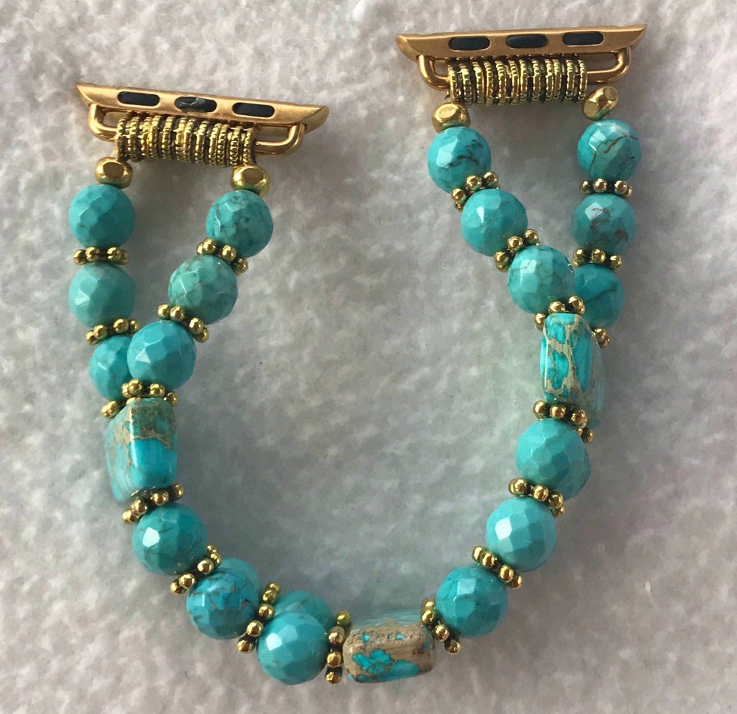 Aqua Jasper & Turquoise Smartwatch Band for Apple Watch | Handmade Gemstone Bracelet