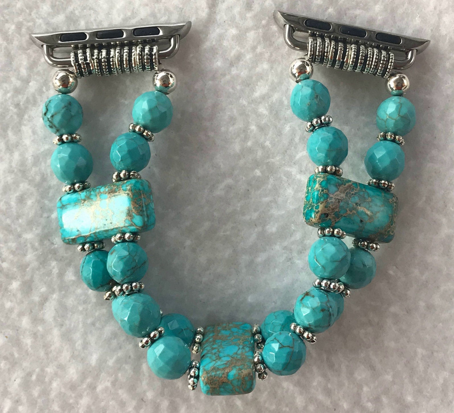 Aqua Jasper & Turquoise Smartwatch Band for Apple Watch | Handmade Gemstone Bracelet