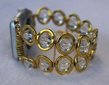 Load image into Gallery viewer, Watch Band for Apple Watch, Gold Ovals and Clear Beads
