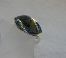 Load image into Gallery viewer, Denim Blue Crystal Navette Wire Wrapped Sterling Silver Ring
