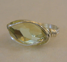 Load image into Gallery viewer, Sterling Silver Jonquil Crystal Navette Wire Wrapped Ring

