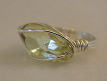 Load image into Gallery viewer, Sterling Silver Jonquil Crystal Navette Wire Wrapped Ring

