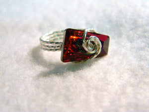 Sterling Silver Crystal Volcano Trapezee Ring, Purple Silver Ring