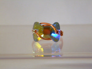Bow Tie Crystal Copper Ring, Copper Ring, Crystal Ring