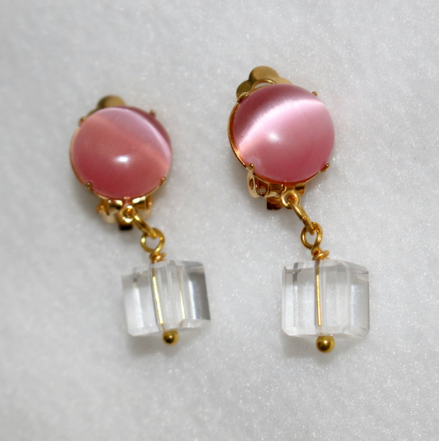Clip On Earrings Pink Gold Clip On Earrings